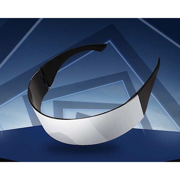 80-talls Futuristisk Visor Cyber Solbriller Menn Kvinner Futuristisk Punk Stil Cosplay（Sølv）