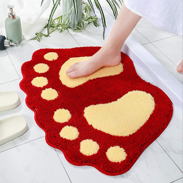 Badmatta Röd Badrumsmatta 40cm X 60cm Halksäker Vattenabsorberande Matta Används I Badrum, Dusch, Sovrum, Etc. Mjuk Mikrofiber Badmatta Maskintvättbar B