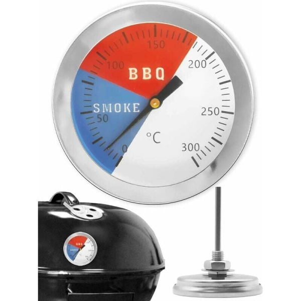 Analogt steketermometer for BBQ, røyker, gryte, panne, diameter 5,2 cm, 0°C - 300°C