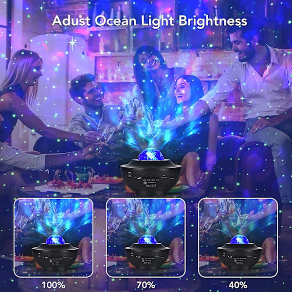 Stjerneprojektor nattlys - Galaxy Ocean Wave Projector, Starlight Projector Acsergery Gave