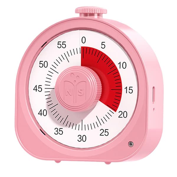 Återuppladdningsbar visuell timer Multifunktionell bakningslarmklocka Barn Arbetsstudie Tidsstyrning（Rosa）