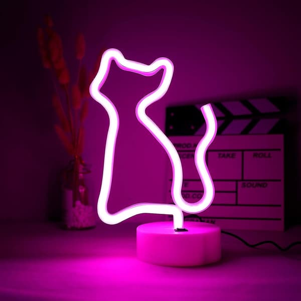 Dww-Pink (Rosa) Icke-LED-skylt med bas Ej batteridriven/USB Heminredning Perfekt för hem, fest och sovrum