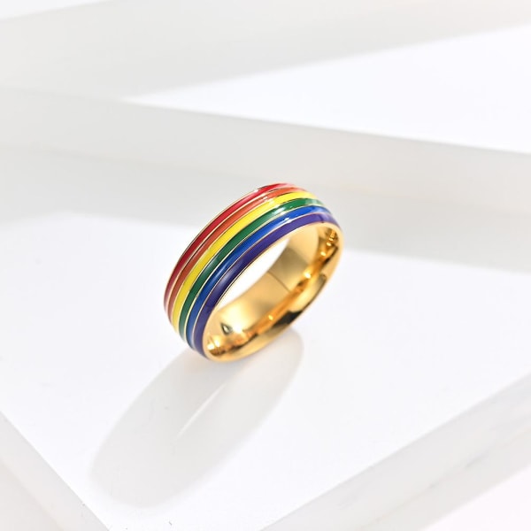 (Guld) Rainbow Ring-Förlovningsring-Rostfritt stål Par Ring-Par Damer Män
