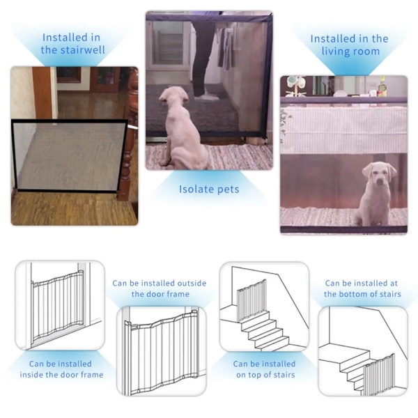 Säkerhetsgrind för hundar Skyddsnät för husdjur Staket Bärbar hopfällbar spädbarnssäkerhetsgrind för baby kan installeras var som helst 110*72 cm