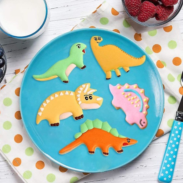 6st Dinosaurie Cookie Cutter, Fondant Cookie Cutter för barn bakning av kakor, Rostfritt stål Cookie Cutter Set, Dinosaur Cookie Cutter