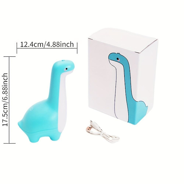 Dinosaurie Nattlampa Kreativ Led Timing Sovande Ljus Barn Sovrum Mjukt Ljus Usb Laddningsbar Dimbar Atmosfär Ljus（blå）