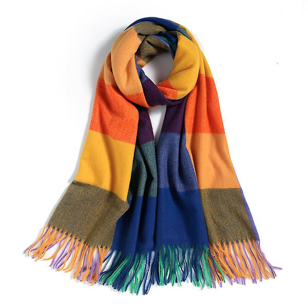 Dam Scarves Vinter Lång Mjuk Varm Tartan Check Wraps Ull Spinning Tassel Sjal Stole Scarf Damer