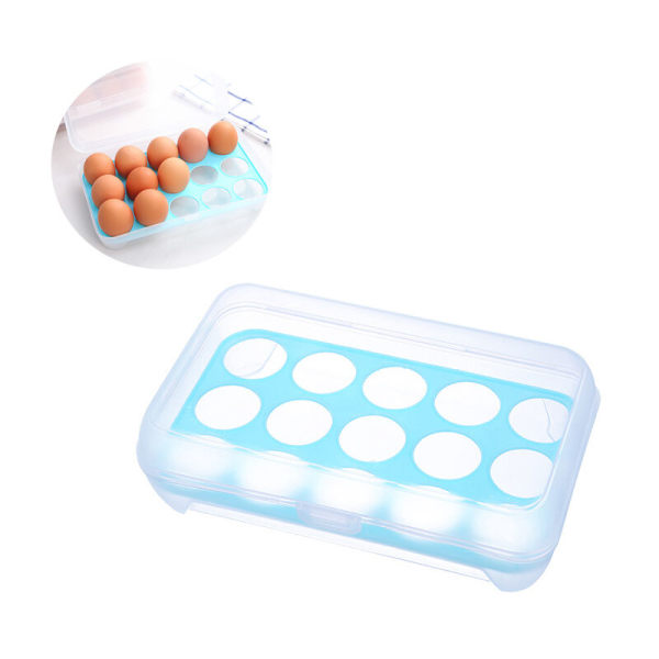 Munasäiliö, 15 jääkaapin munasäiliö kannella, muovinen kannettava munapidikekotelo - suojaa ja pitää tuoreena