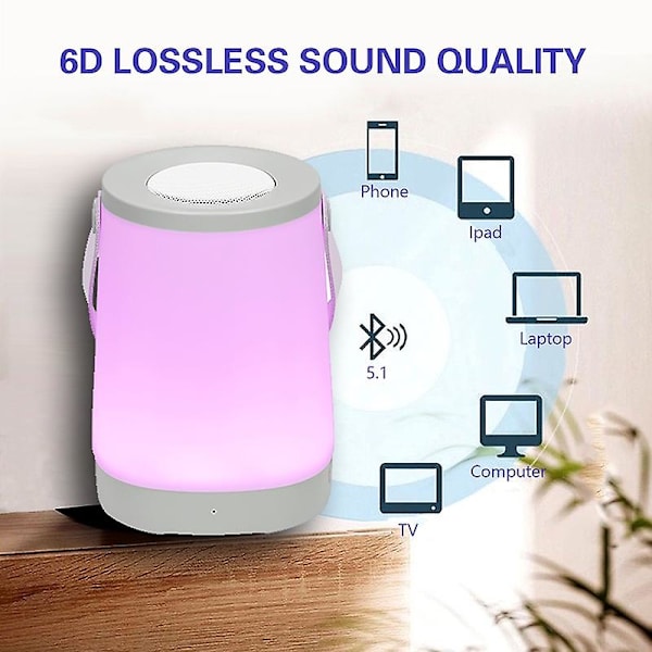 Bluetooth-højttaler, natlys, LED-natlampe, sengebordslampe til soveværelset, Bluetooth-højttalerlampe, atmosfærelampehøjttaler, RGB-bordlampe, genopladelig N