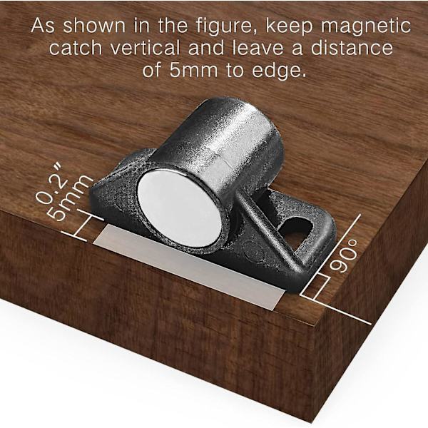 Skåpsdörrmagneter, 8 st svarta skåpsdörrmagneter med skruvar zinklegering magnetiska starka magneter för dörrar lådor skåp fönster smält päls