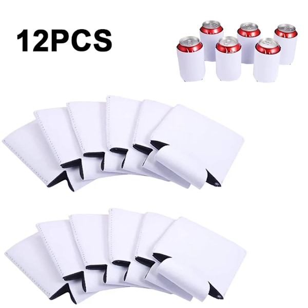 Sublimeringsämnen Burk Kylare – 12-pack Neopren Öl Kylare Perfekt för DIY Projekt för Bröllop, Möhippor, Födelsedagar, Vit