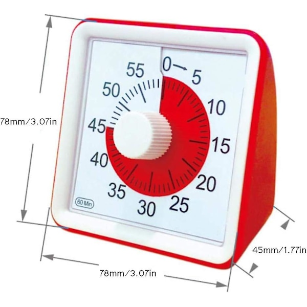 Visuel analog timer, lydløs nedtællingstimer, tidsstyringsværktøj til børn og voksne