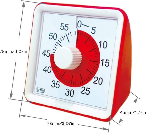 Visuell analog timer, tyst nedräkningstimer, tidsstyrningsverktyg för barn och vuxna