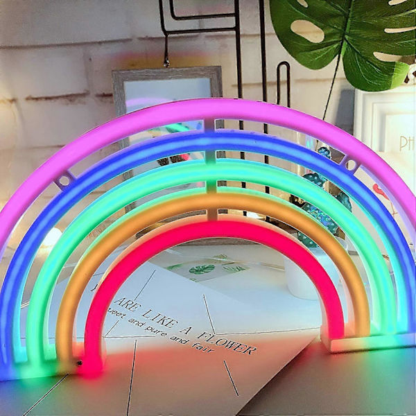 Neon Regnbågslampa, LED Regnbågsneonlampa för Väggdekoration, för Sovrum, Söt Färgglad Regnbågs-LED-skylt för Flickrum, Sovsal, Fest, Bröllop