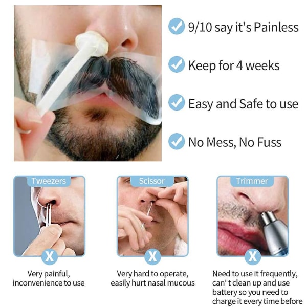 40 st Noshårborttagningsstickor Näsvaxapplikator för näsborre Näsrengöring öronhår
