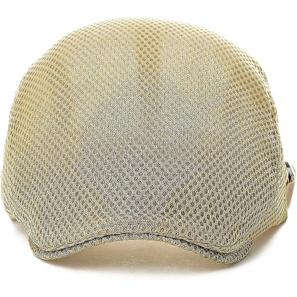 Andningsbar sommarhatt i mesh för män, justerbar newsboy-beret, platt keps