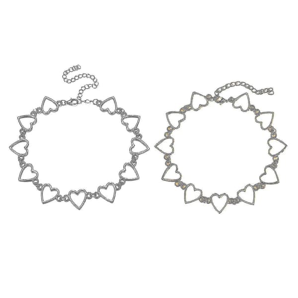 2x Choker Halsband Geometrisk Cirkel Statement Choker 28+7 cm Hänge