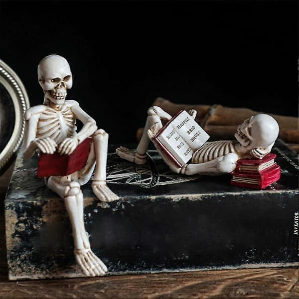 Skjelettpynt i harpiks Halloween-dekorasjon kompakt solid og stabil C