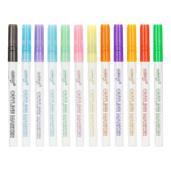 12 färgglada whiteboard-pennor med raderbar funktion, raderbara pennor med fin spets, mycket lämplig för att skriva på whiteboards och trätavlor