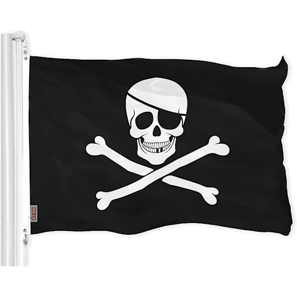 - Jolly Roger Piratflagga (ben) 3x5 fot Tryckt Mässingöglor 150d Polyester Inomhus/utomhus - Mycket Tjockare Mer Hållbar än 100d 75d Polyester