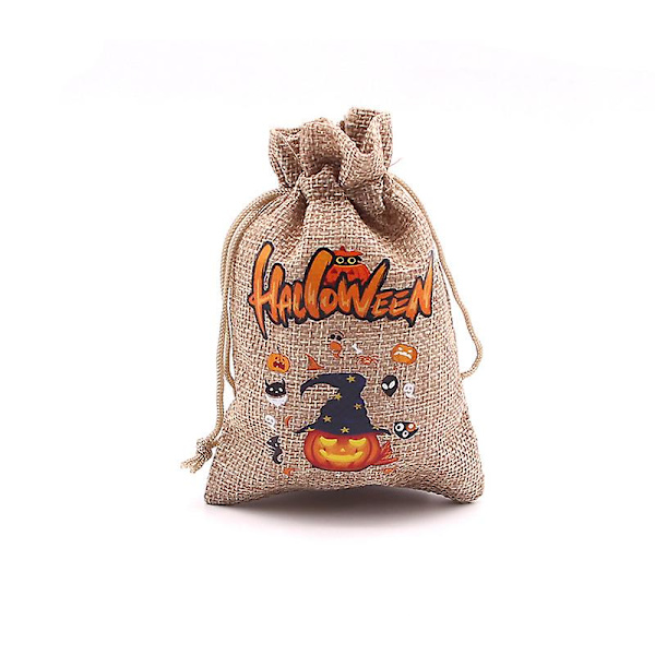 Dww-50 pakkausta (15 x 20 cm) Juuttilaukut Halloween Trick Or Treat Juuttilaukut Narukassilahja Pussit Karkeille Juhlat Karkeille Goodie