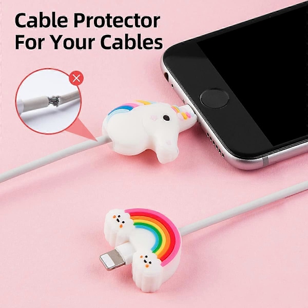 Söt Kabelskydd för iPhone-kabel, 5 st Djur Laddare Skydd, USB Laddare Sladdskydd, Kabelskydd
