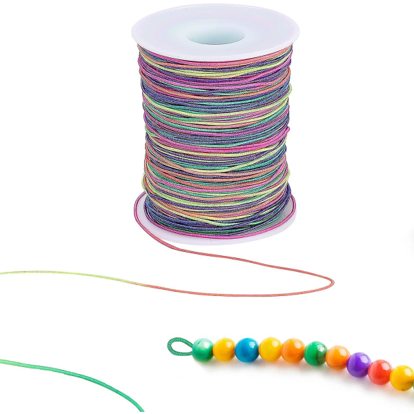 100 m elastisk snöre 1 mm regnbågsfärg elastisk snöre hantverksrep elastisk snöre för armband och hantverk