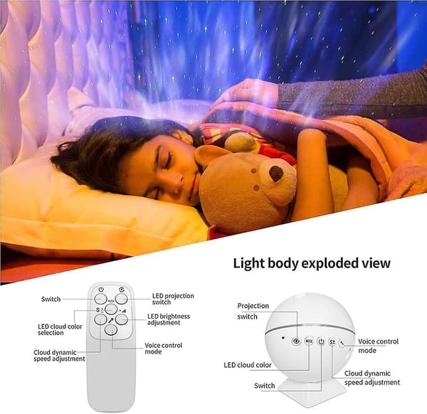 Projektor, 3 i 1 LED-stjernelysprojektor Ocean Wave-projektor USB-stjernehimmel