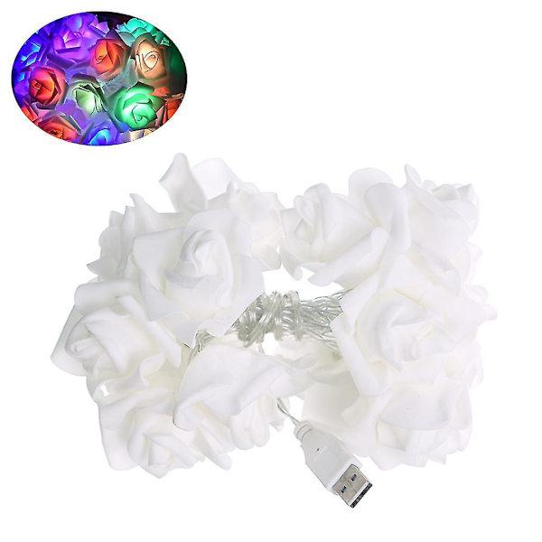 20 Led Rose Flower String Light Usb Powered Fairy Christmas Party Holiday Decor