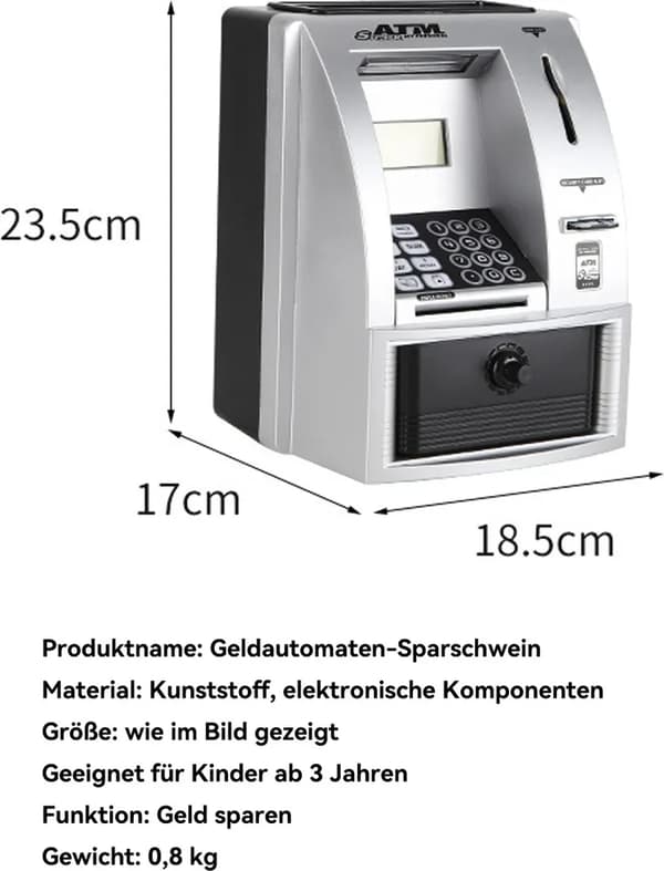 Pengar sparbössa Elektronisk sparbössa för barn, mini spargris med kombinationslås
