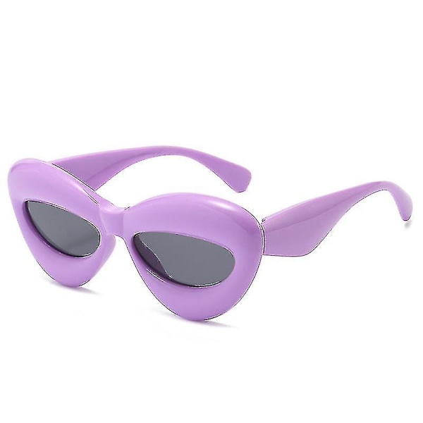 Oppustede Trendy Fun Funky Læbeform Æstetiske Seje Solbriller Til Festivalfest (Lilla)
