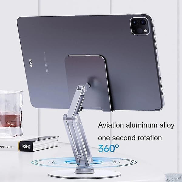 L08 Desktop Metal Tablet Holder Multi Angle Adjustable Rotating Phone Stand for Watching TV,Online