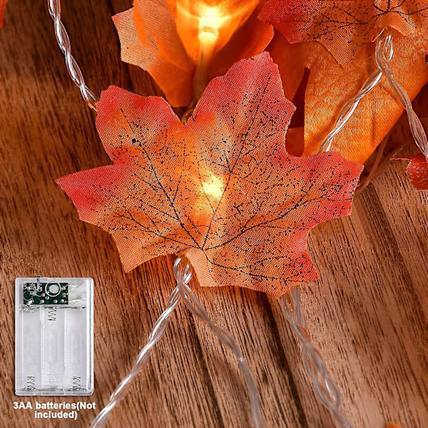 Höstljus Höstdekor Höstdekorationer för hemmet Totalt 19,6 fot 60 LED [2-pack]