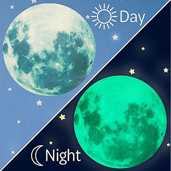 Dww-Glow in the Dark 30cm - Glow in the Dark Ceiling Perfekt for tak, Glow in the Dark Space Stickers, Moon Stickers eller Moon Stickers