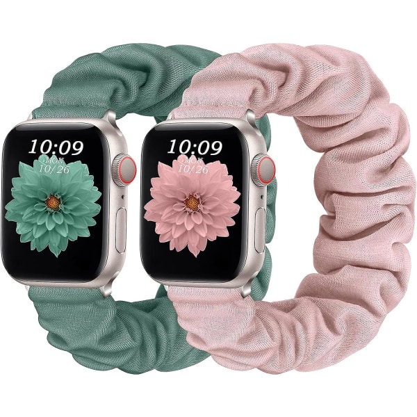 Rosa/grön - 2-pack armband för Apple Watch watch 38 mm 40 mm 41 mm justerbar fjäderklämma för Iwatch band serie 8 7 6 5 4 3 2 1 Se Ultra