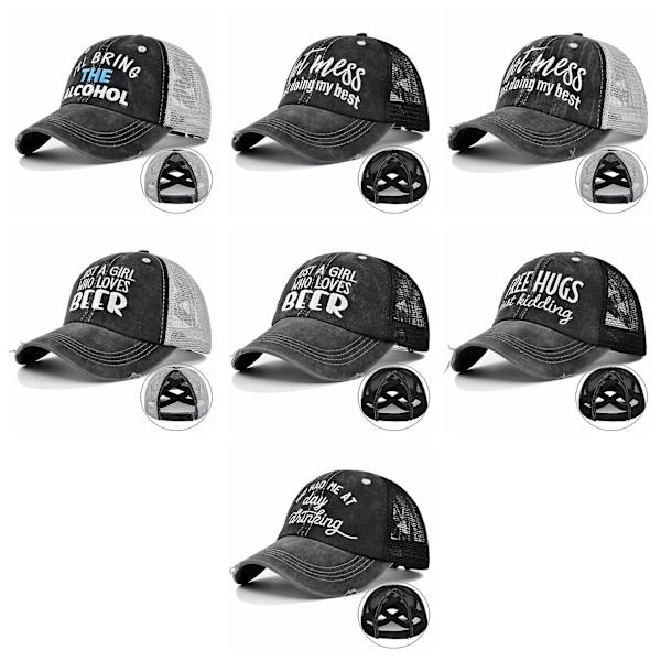 Broderet Baseball Cap Tredimensionelt Broderet Skygge Kasket Cross Ponytail Hat Skygge Elastisk Ponytail Baseball Cap