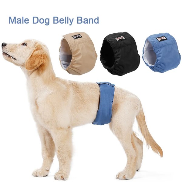 3st Tvättbar hanhund Cinch Wrap Vattentät Djurblöja Toalettträning Dog Physiology Byxor, L-2