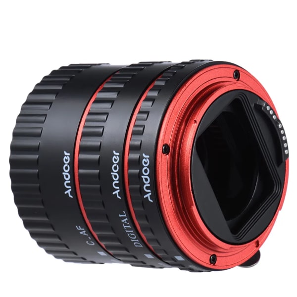 Färg Metall TTL Autofokus AF Macro Extension Tube Ring för Canon EOS EF EF-S-60D 7D 5D II 550D Röd