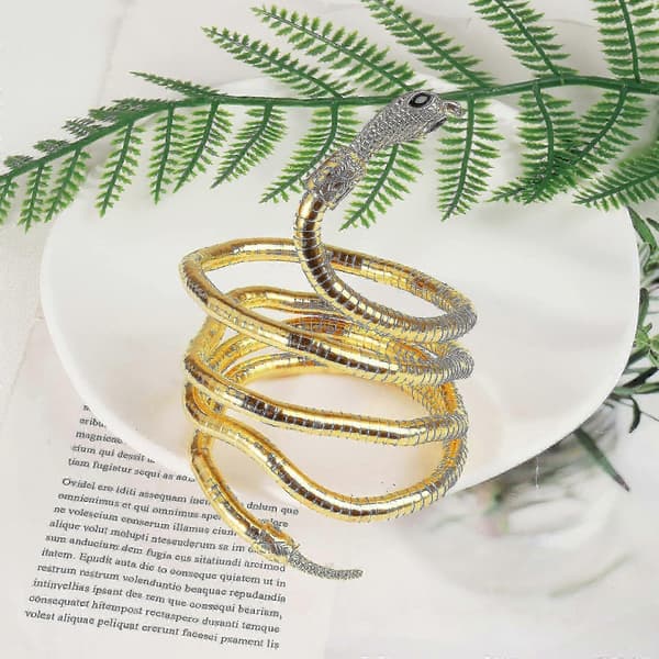 Flexibelt ormarmband för damer, böjbart ormarmband, halsband guld (svart)