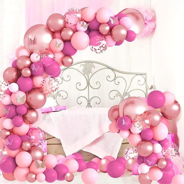 Pink Metallic Ballonbue Kit - 133 Dele Til Dekorationer