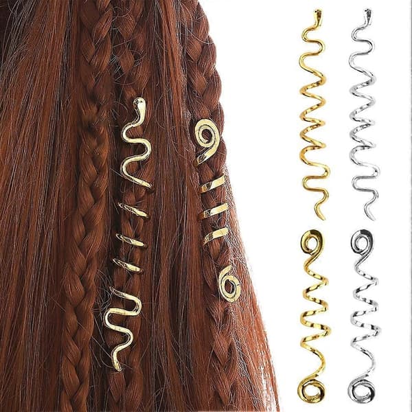 Dreadlock-hårringe - Spiral-fletningstilbehør til DIY-hårpynt til festivaler Medium-sized gold