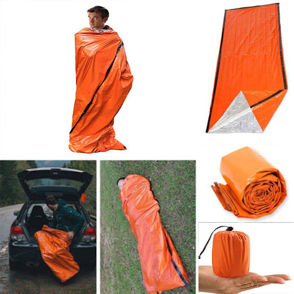Termisk nödsömnpose för camping och vandring (en storlek, orange)