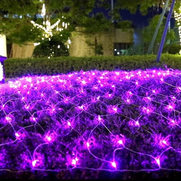 LED-lyslenkenett for hagedekorasjon (lilla)