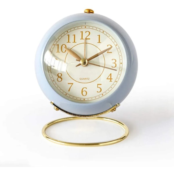 Dubbel Klocka Väckarklocka med Nattlampa, Högt Alarm, Analog Väckarklocka, Tyst, Batteridriven, Retrodesign (Blå)