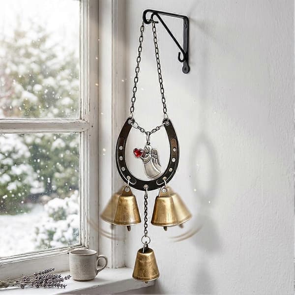 Ängel Hästsko Vindspel Metall Järn Hem Trädgård Dekor Passar Träbalkar 30 cm 3pcs