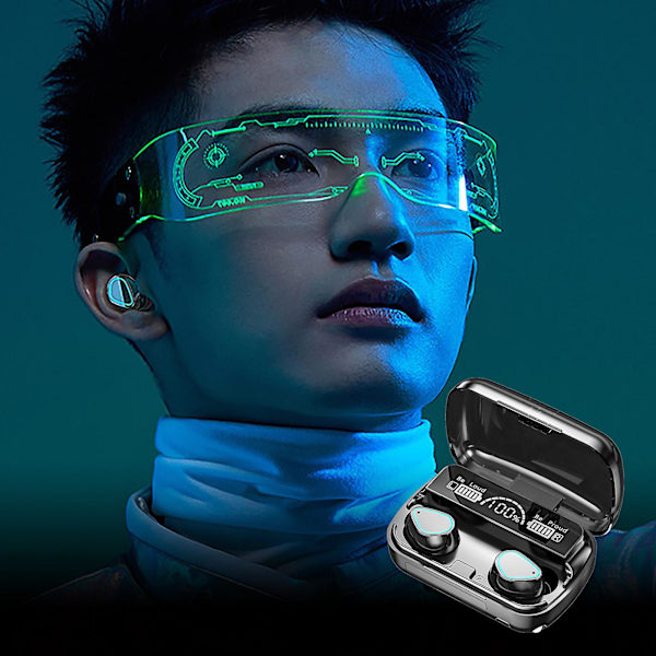 Digitalt display med stor kapacitet Bluetooth 5.2 trådløst headset-S sports in-ear intelligent støjreduktion headset med LED-lommelygte