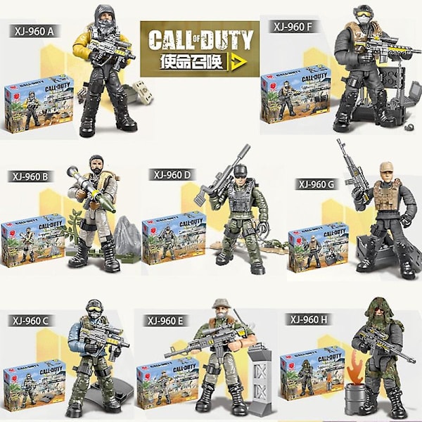 XJ960/822 Call of Military Duty Byggklossar 1:35 SWAT Soldater Figurer Armé Vapen Vapen Set Modell Dockor Klossar Leksak för Pojke