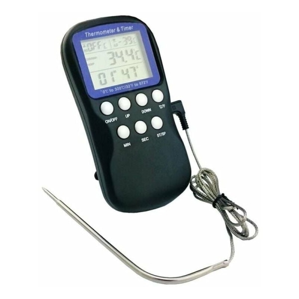 Digitalt ovntermometer med sonde, høj- og lavtemperaturalarmfunktion, slik, bagning, madlavning, kød, elektronisk termometer