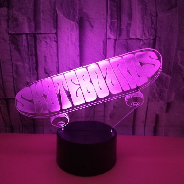 3D optisk illusion skateboard sensor nattlampa