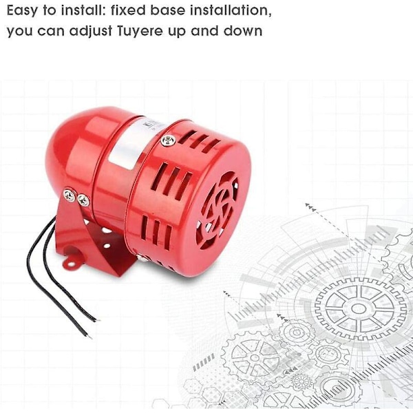 Alarm Sirene 220V Kraftig Utendørs, 120dB Alarm Sirene, Rød Motor Led Sirene Metall Horn Industri Båt Alarm